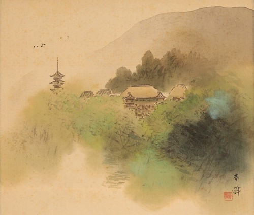 KAKEJIKU JAPANESE HANGING SCROLL Kiyomizu-dera Temple by Shunki Tamaya 玉舎春輝 #794 - Picture 2 of 11