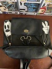 Excellent - Disney Bioworld Mickey Mouse Black Mini Backpack Purse Faux Leather