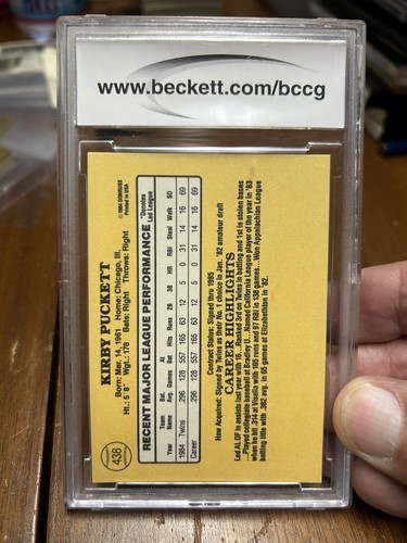 1985 Donruss #438 Kirby Puckett Rookie BCCG 9 Near MINT Or Better RC - Picture 2 of 2