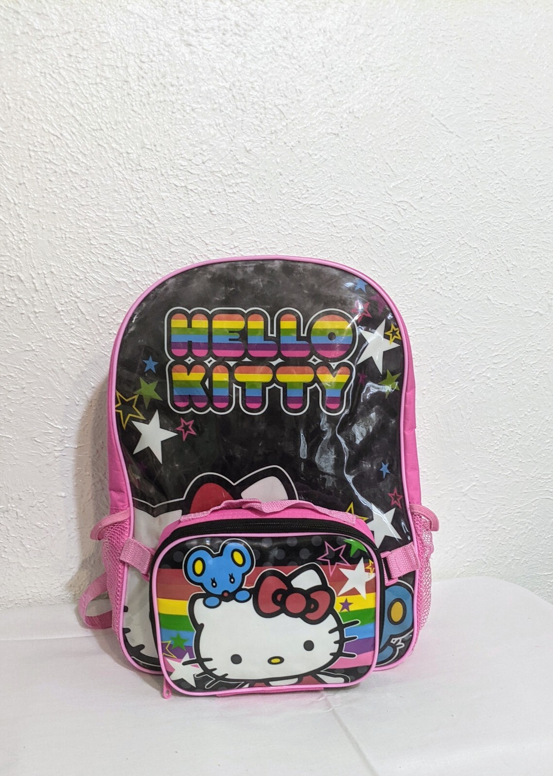 Hello Kitty Rainbow Backpack with Lunch Bag 16 Inch School Bag-image