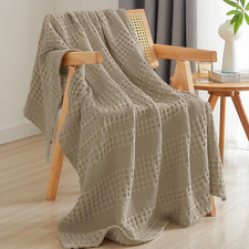 Soft 100 Cotton Waffle Weave Throw Blanket, 50"x60", Simply Taupe