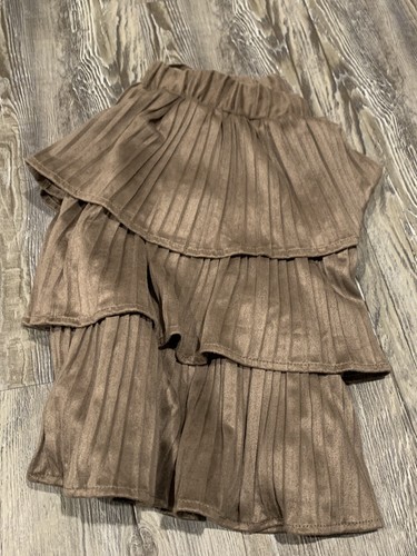 She + Sky Women’s Silverfish Brown Pleated Three Layer Lined Mini Skirt Size M - Picture 7 of 11