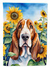 Basset Hound in Sunflowers Flag Garden Size Dac6018Gf