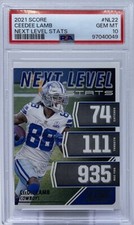 CeeDee Lamb PSA 10 - 2021 Score Next Level Stats - Cowboys, Sooners -Uncoverable