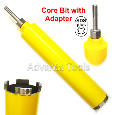 1-3/4  Dry Diamond Core Bit 4 Reinforced Concrete w/ Rebar + SDS Plus Adapter