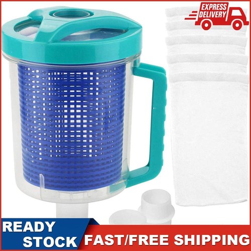 Filtro Aspirazione Bidone Foglie Piscina In Linea con 5 Calze Skimmer per Piscina e Spa