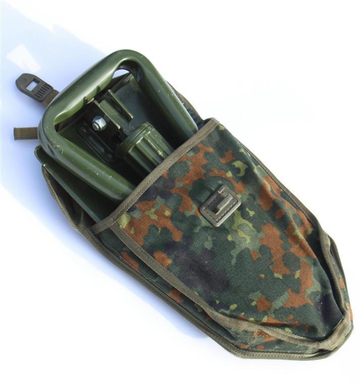 Original Bundeswehr Klappspaten, Spaten, BW Spaten mit Flecktarnhülle ...