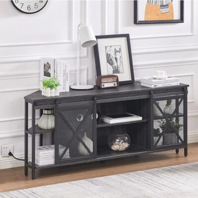 HOMISSUE Corner TV Stand for 55 Inch TV, Industrial Corner Entertainment Center