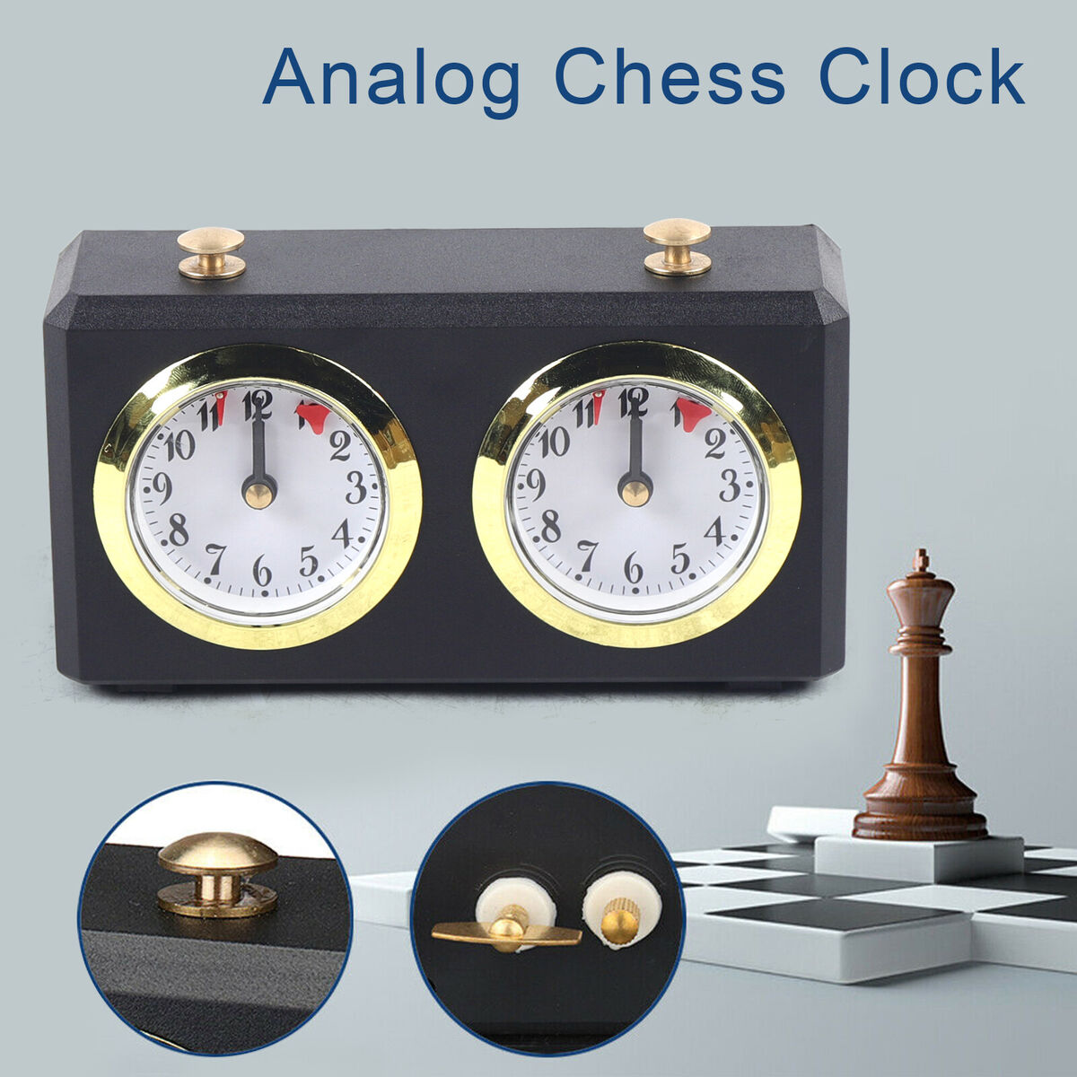 Metal Analog Chess Clock 1-GO Count Up Down Alarm Timer For Game  Competition