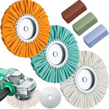 3 Pcs 8" Airway Buffing Wheel Aluminum Wheel Polishing Kit In Diameter 5/8 Inch