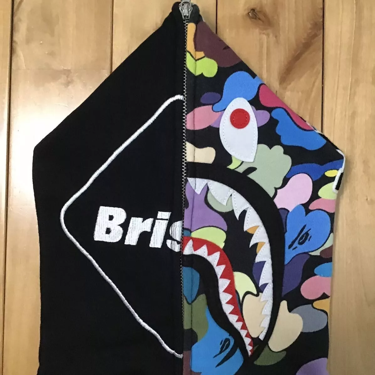 BAPE × FCRB Shark full zip hoodie multi camo Black A Bathing Ape Size S