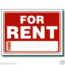 2 Pcs 9 x 12 Inch Red  White Flexible Plastic " For Rent " Sign