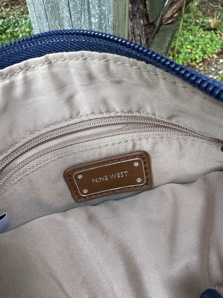 Bandolera NINE WEST Azul Medio Original Cuero, Bolso Cartera de Hombro Foto 4 de 4