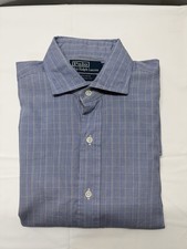 Men s Polo Ralph Lauren Blue Plaid Long Sleeve Dress Shirt Size 15-33