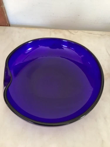 Elsa Peretti for Tiffany Cobalt Thumbprint Bowl 10” Signed Engraved murano italy