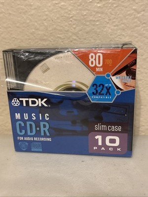 TDK 80 Minute 700mb Music 32X CD-R Slim Case 10 Pack Disc Brand New Sealed