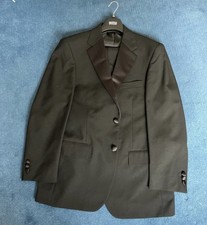 M&S Black Tie Formal Black Suit Jacket Chest 38 Short 34W 31 L Trousers Used