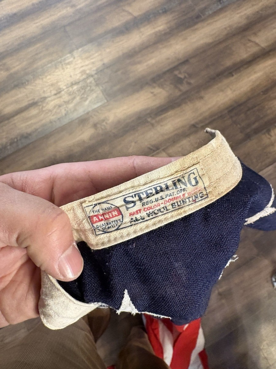 Vtg Sterling All Wool Bunting U.S. Flag 48 Star American 4'x6