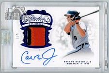 Cal Ripken Jr. 2019 Panini Flawless Moments Sapphire Patch Auto Card #FM-CR 5/7