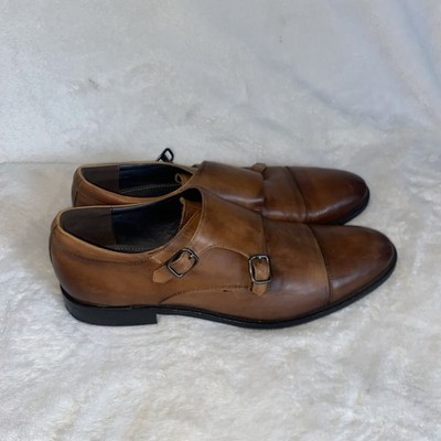 Gordon Rush Bennet Brown Leather Double Monk Strap Cap Toe Dress Shoes 12