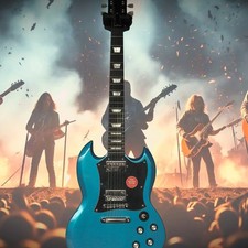 Blue H-H Pickups Chrome Parts SG Solid Mahogany Body&Neck  Electric Guitar