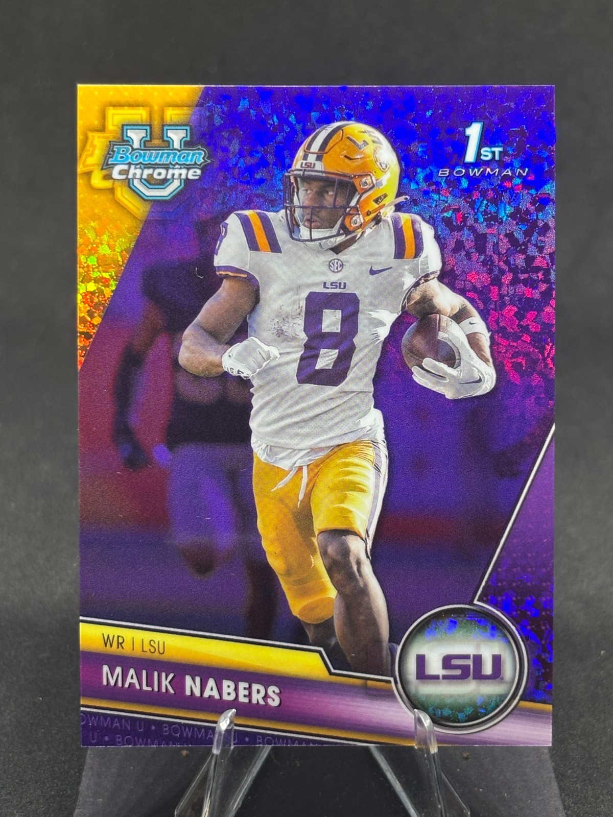 Malik Nabers 2023 1st Bowman Chrome University Purple Mini-Diamond /399