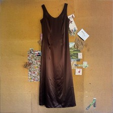 Oblique Women's Brown Satin Vintage 90s Prom Dress