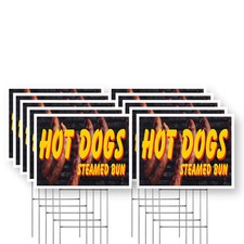 Hot Dogs Steamed Bun Yard Sign Carnival Treats, Freshly Made, Food Promotions
