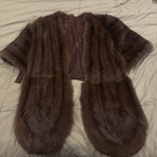 Vintage Brown Faux Fur Stole Wrap Shrug - Elegant Formal Winter Evening Cape