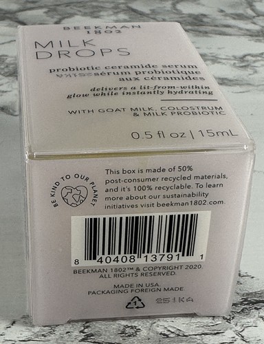 Beekman 1802 Gotas de leche Suero de ceramida 0,5 OZ 15 ml Tamaño de viaje Nuevo en caja Leche de cabra - Imagen 5 de 5