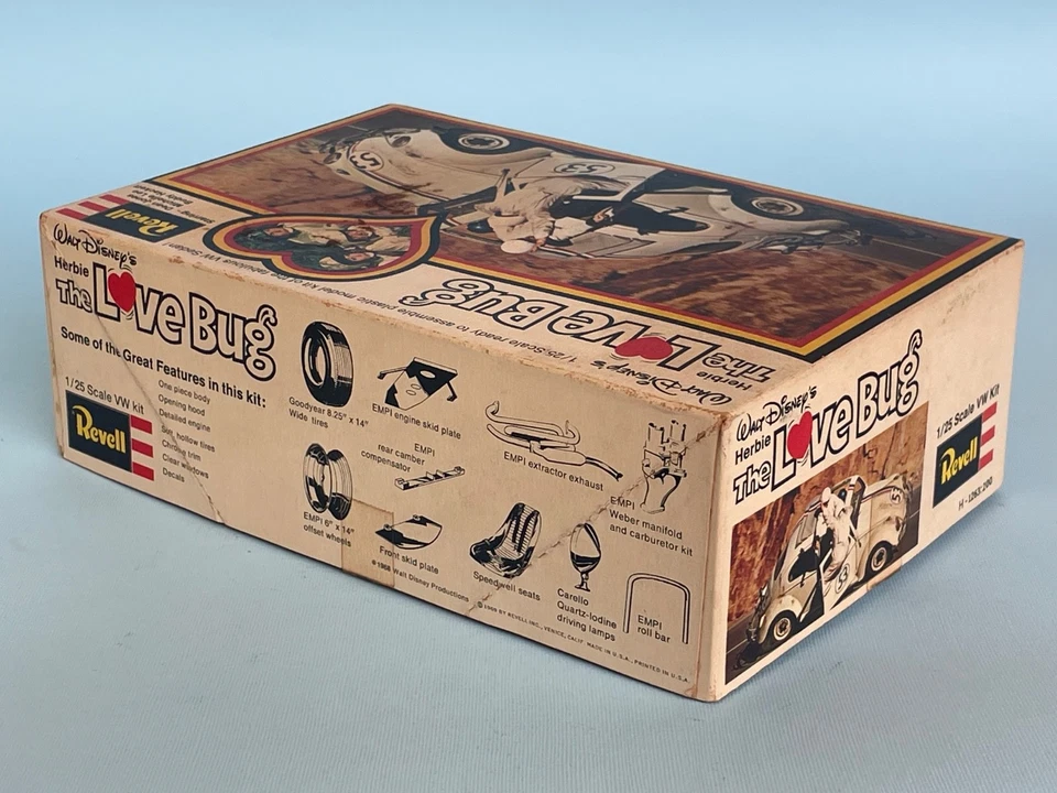 Vtg. Original REVELL HERBIE THE LOVE BUG 1/25 plastic model kit, open, complete - Immagine 4 di 4