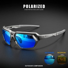 New Polarized Sunglasses for Men - Blue Mirror Yellow Tint Lens, Adjustable