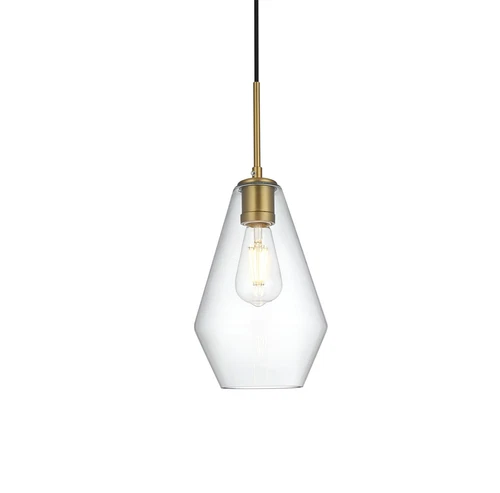 Living District Gene 7" Pendant Clear Shade In Satin Gold - Picture 3 of 10
