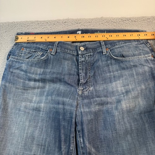 7 For All Mankind Relaxed Mens Jeans 38x34 Blue Medium Wash Made in USA - Picture 4 of 11