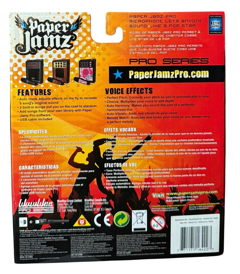 Paper Jamz Microphone & Effects Amp Pink White WowWee Pro Series - NEW, SEALED - Image 2 of 2