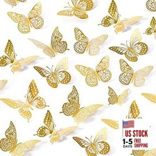 3D Butterfly Wall Decor - 48 Pcs, 4 Styles, 3 Sizes, Gold 48 Pcs, Gold