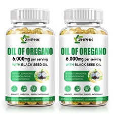 ZHPHK Oregano Oil Capsules Organic 6000mg Oil of Oregano with Black Seed Oil ...