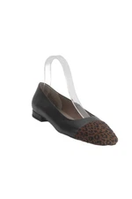 Duit Women's Square Toe Color Block Ballet Flat Shoes Black Size 38