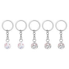 5pcs Retro Lucky Dice Keychain Charm Keyrings with Pendants, Silver/White
