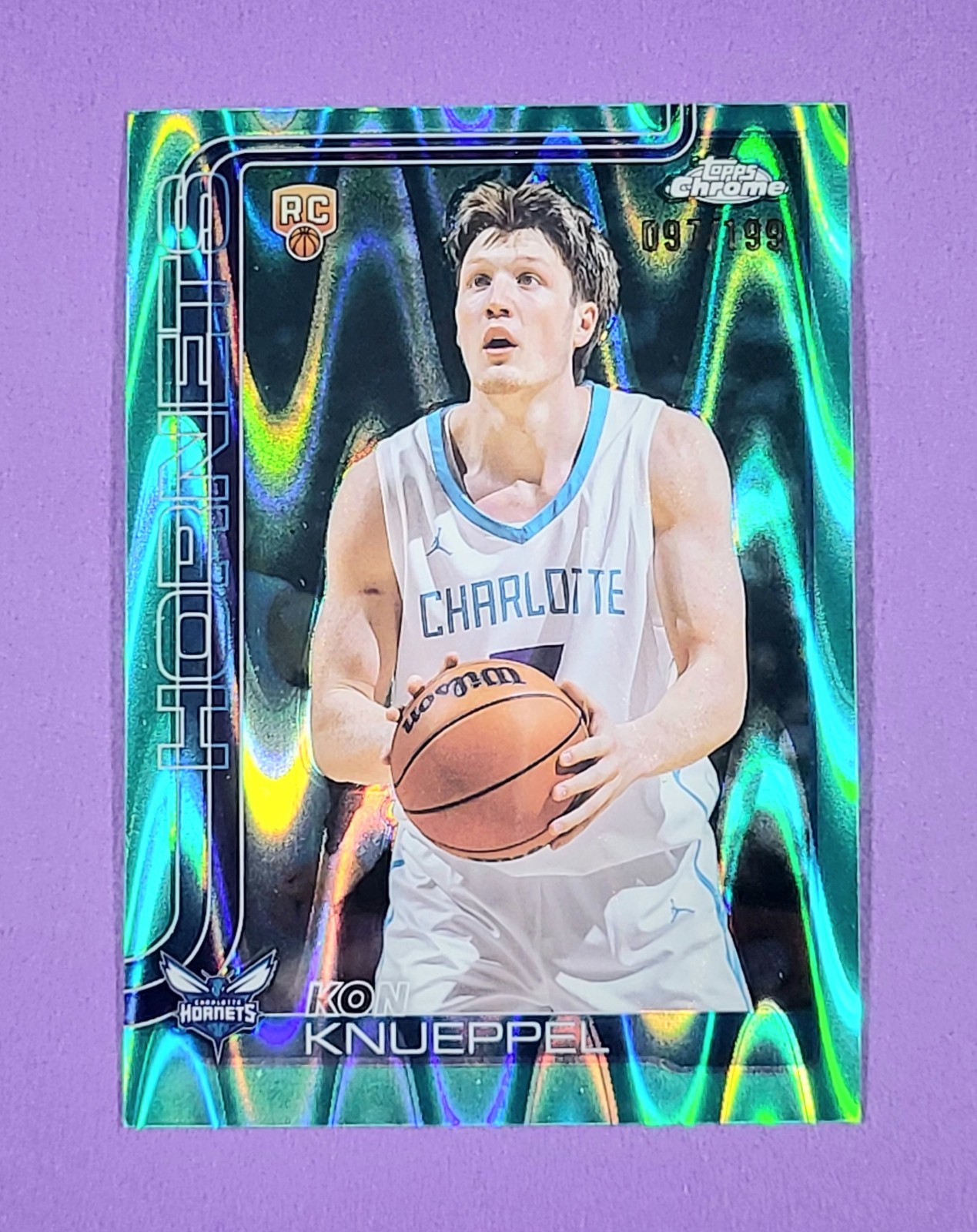 2025-26 Topps Chrome | AQUA RAYWAVE REFRACTOR RC #254 | KON KNUEPPEL (#/199)