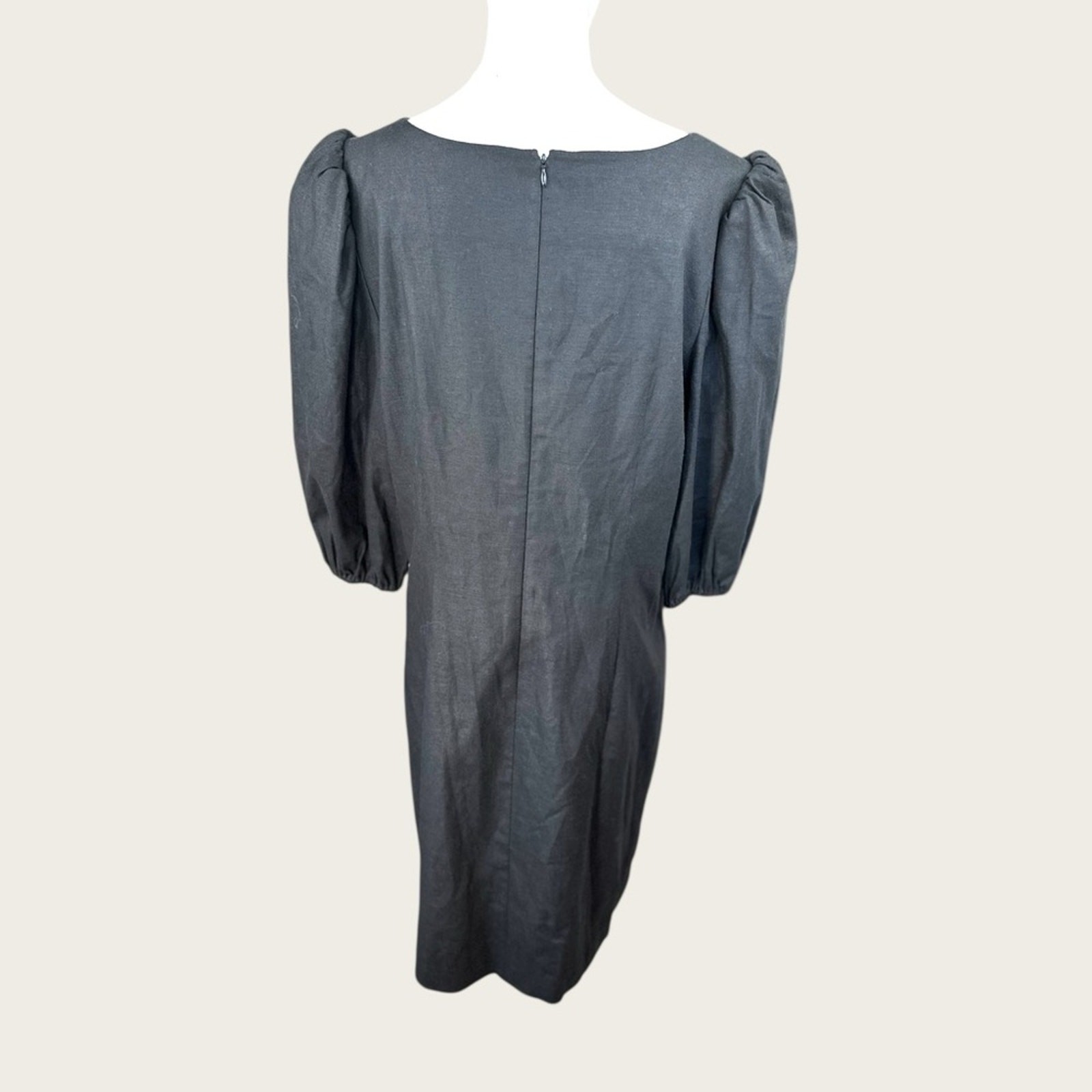 Camilyn Beth NWT SZ 14 the Ann Dress Black Linen V-Neck Puff Sleeve mini image 4