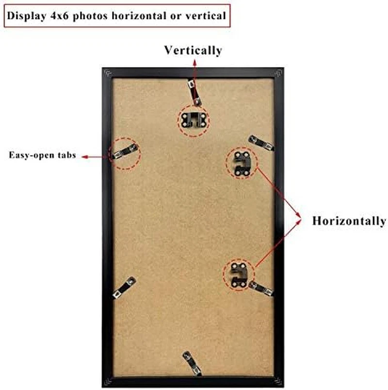 Juego de marcos de fotos collage negro 4X6 de 2, 8 aberturas marco de collage mate para 4 Foto 4 de 4