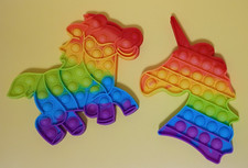    Rainbow UNICORN Pop Bubble It Silicone Sensory Fidget Toys Stress Relief   
