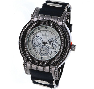Men's Oversize Watch Black Finish Black Silicone Band Hip Hop  55mm in Diameter