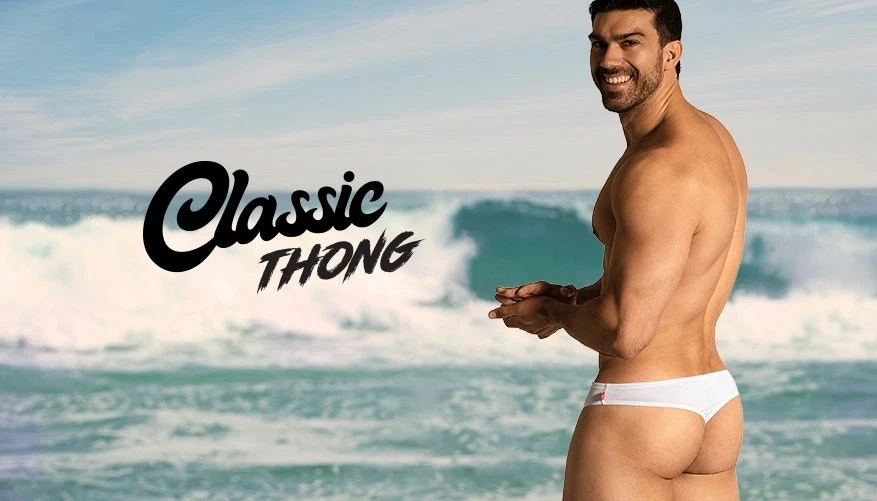 Aussiebum Classic Thong Swimming Trunks Bathers White Size Medium (M) Gym Mens - Image 2 of 4