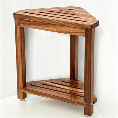 IBosins 16in Shower Foot Rest Corner Shower Stool for Shaving Legs with Storage
