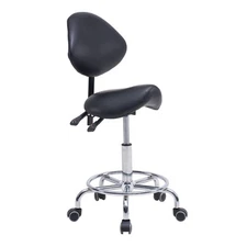 Saddle Stool Chair with Backrest Swivel Hydraulic Tilt Seat Chair with wheels