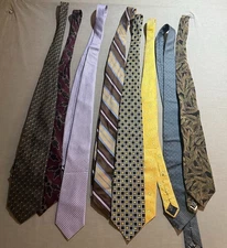 Vintage Lot Of Eight Ties Of Different Brands Silk Necktie Classic Multicolor.
