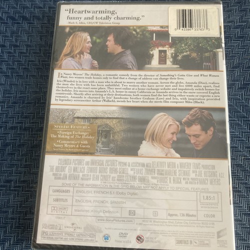 The Holiday Dvd 2007/ Kate Winslet/ Jude Law/ Cameron Diaz/ Jack Black Brand New - Picture 2 of 8
