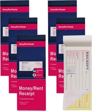 6 Pack Receipt Book with Carbon Copies, Money and Rent for... 